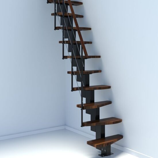 Modultrappa QUATRO Minka – Svart / Valnöt